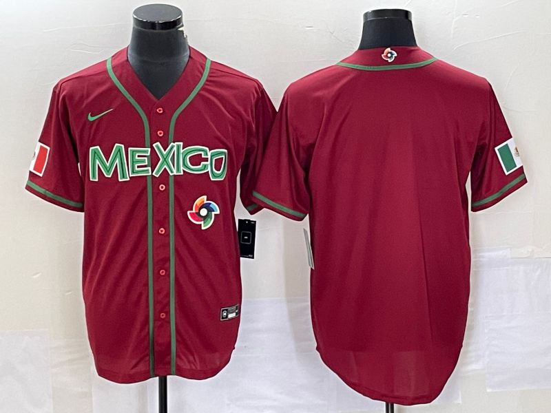 Men 2023 World Cub Mexico Blank Red Nike MLB Jersey17